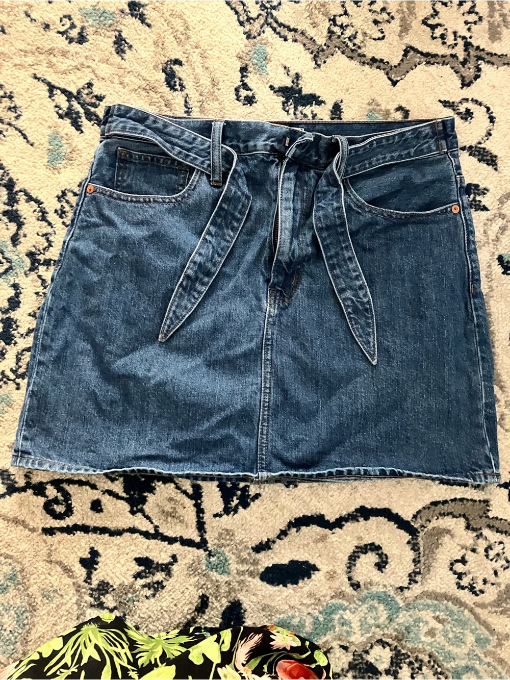 Madewell Blue Denim Mini Skirt with Front Self Tie